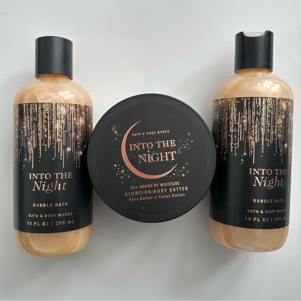 3 INTO THE NIGHT bubble bath & Whipped Glow-tion